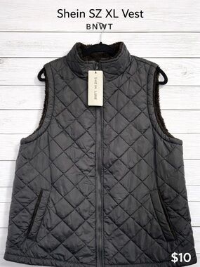 SHEIN Quilted Black Puffer Vest